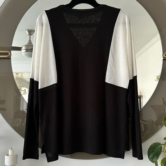Vince Black and White Colorblock Sheer Sweater Size S - Picture 5 of 6